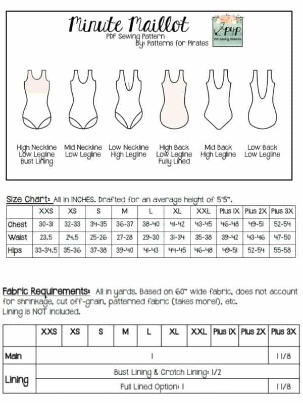 Makinley's Mesh Leotard Sizes XXS to XL Adults PDF Pattern