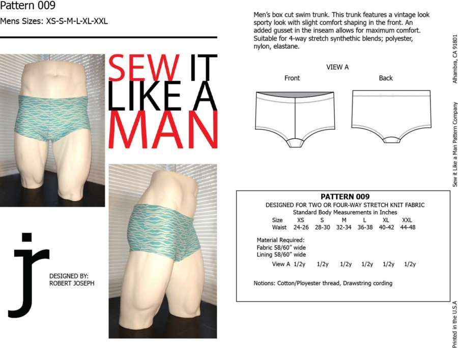 mens swim trunks sewing pattern